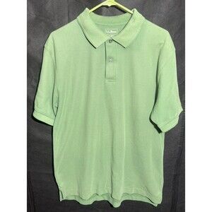 L.L Bean Short Sleeve Shirt Men’s M Light Green Polo Golf Shirt Thick Vintage